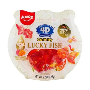 Amos 4D Goldfish Gummies Juicy Filled Candy Mixed Fruit Flavor 65g Exam Success Treats 360° Three-Dimensional Goldfish Shape Chewy Resilient Outer Layer Bursting Filling Snack Sweet Soft Chewy