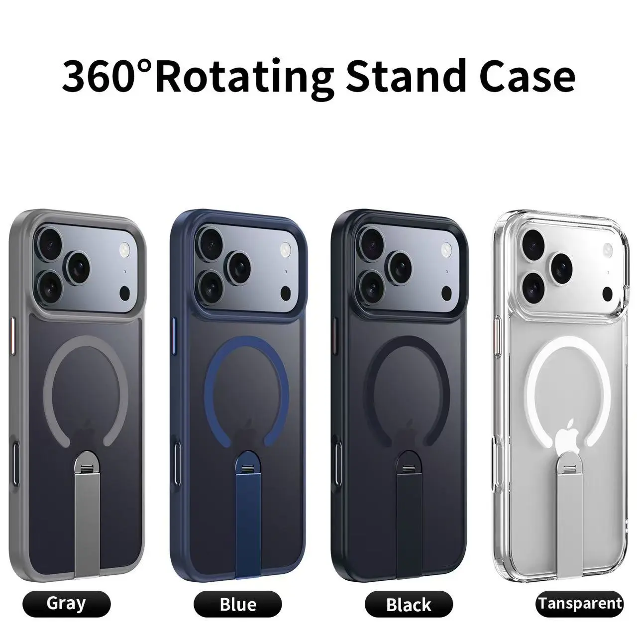 iPhone 17 Pro Max 360° Rotating Stand Case - Magnetic Ring Holder, Adjustable Finger Strap, Shockproof Protection Casing, Phone Accessories Compatible with Magnetic Mounts