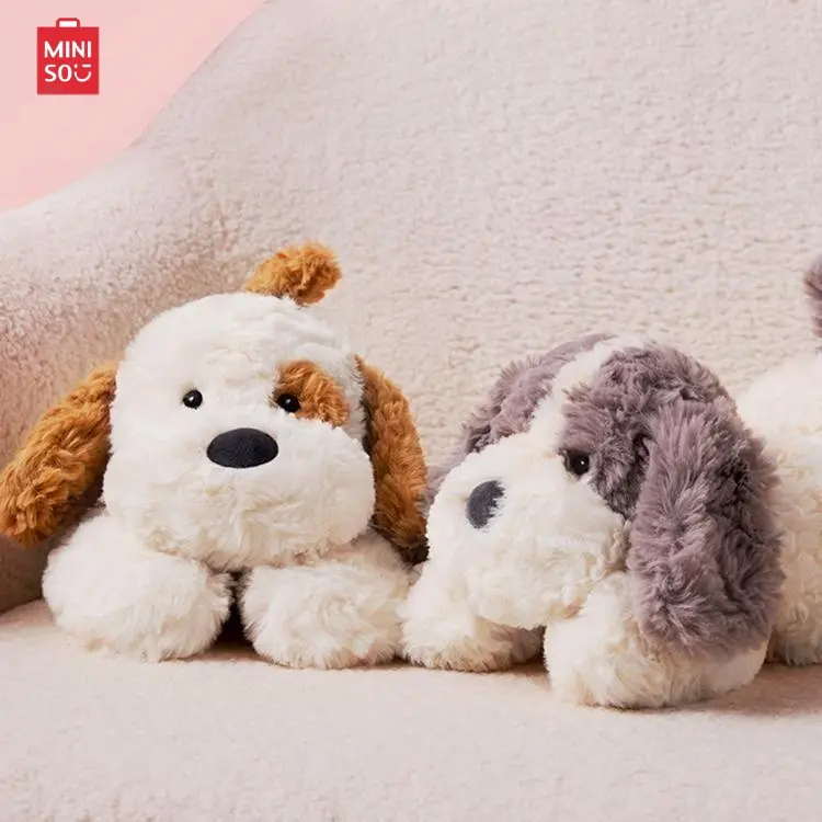 MINISO Lying Puppy Plush Toy - Super Soft Crouching Dog Stuffed Animal, Cute Snuggly Plushie for Decor, Great Gift for Family and Friends, Back To School