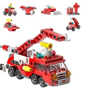 6 in 1 Fire Truck Building Blocks Set, Stem Toy for Kids Boys, Fire Rescue Vehicle Kit, Educational Playset, Creative Construction Toys
