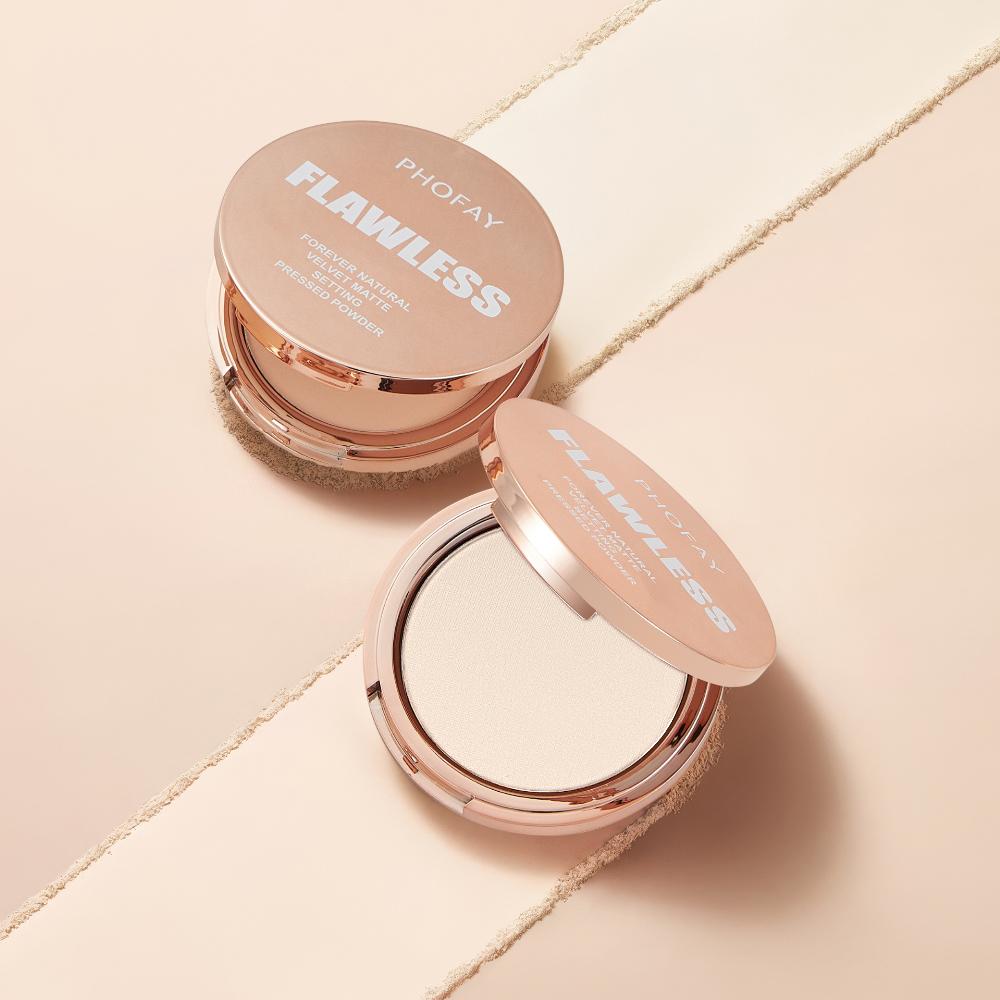 PHOFAY Matte Finishing Pressed Powder Compact for a Flawless, Blurred Matte Finish - Oil-Absorbing, Long-Wearing & Portable, Ideal for Touch-Ups and Setting Makeup on Oily to Combination Skin