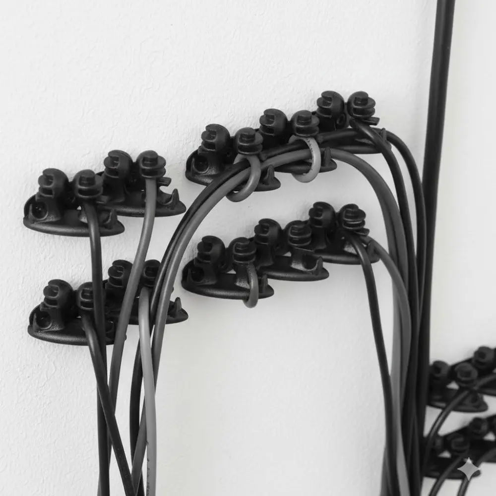 8-Pack Heavy Duty Cable Clips, Multi-Purpose Cord Organizer for Car Charger, Home & Office Wire Management, Adhesive Wire Holders, Reusable Fastening Cable Ties, Strong Stick-on Cable Tidy Solution