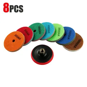 LOZLIN 8PCS/Set Diamond Sponge Polishing Pads Set - Wet Buffing Discs for Granite, Marble & Artificial Stone - Complete 8-Step Surface Restoration & Cleaning Kit outdoorfun