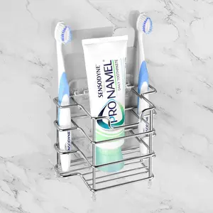 Wall Mount Toothbrush Holder for Shower, Stainless Steel Tooth Brush Stand, Self Adhesive Wallmount/Countertop 3 Slots Organizer Compatible with Colgate Extra Clean, Oral-B CrossAction durable wall mounted toothbrush sanitizer
