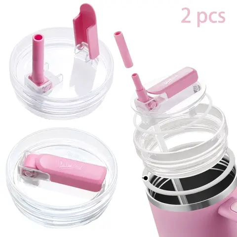 DIPESI 2-Pack 40oz Extra Thick Removable Drink Caps - 360° Rotating Flip-Top Straws, made of silicone, leak-proof, splash-proof, BPA-free, dishwasher safe, lightweight, sturdy and durable, suitable for driving use, a great Christmas gift.