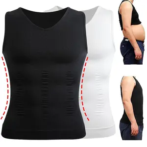 1-2 Pack Menswear Body Shaper Vest Compression Breathable Smooth Shirts Tummy Control Shapewear Lightweight Stretchy Sports Undershirt Workout Tank Top for All  Seasons Suits Black White Bestie