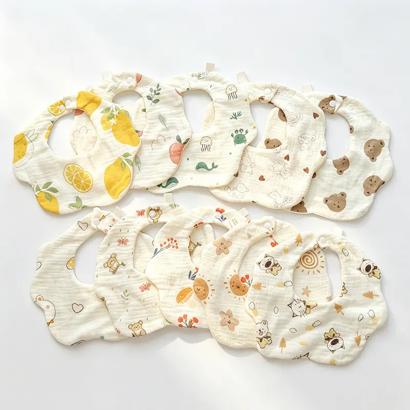 10pcs Ultra Soft Infant Baby Feeding Bibs, Suitable for Ages 0-3 Years, Adjustable Size, Washable Machine Wash, Newborn Cloth Saliva Towel