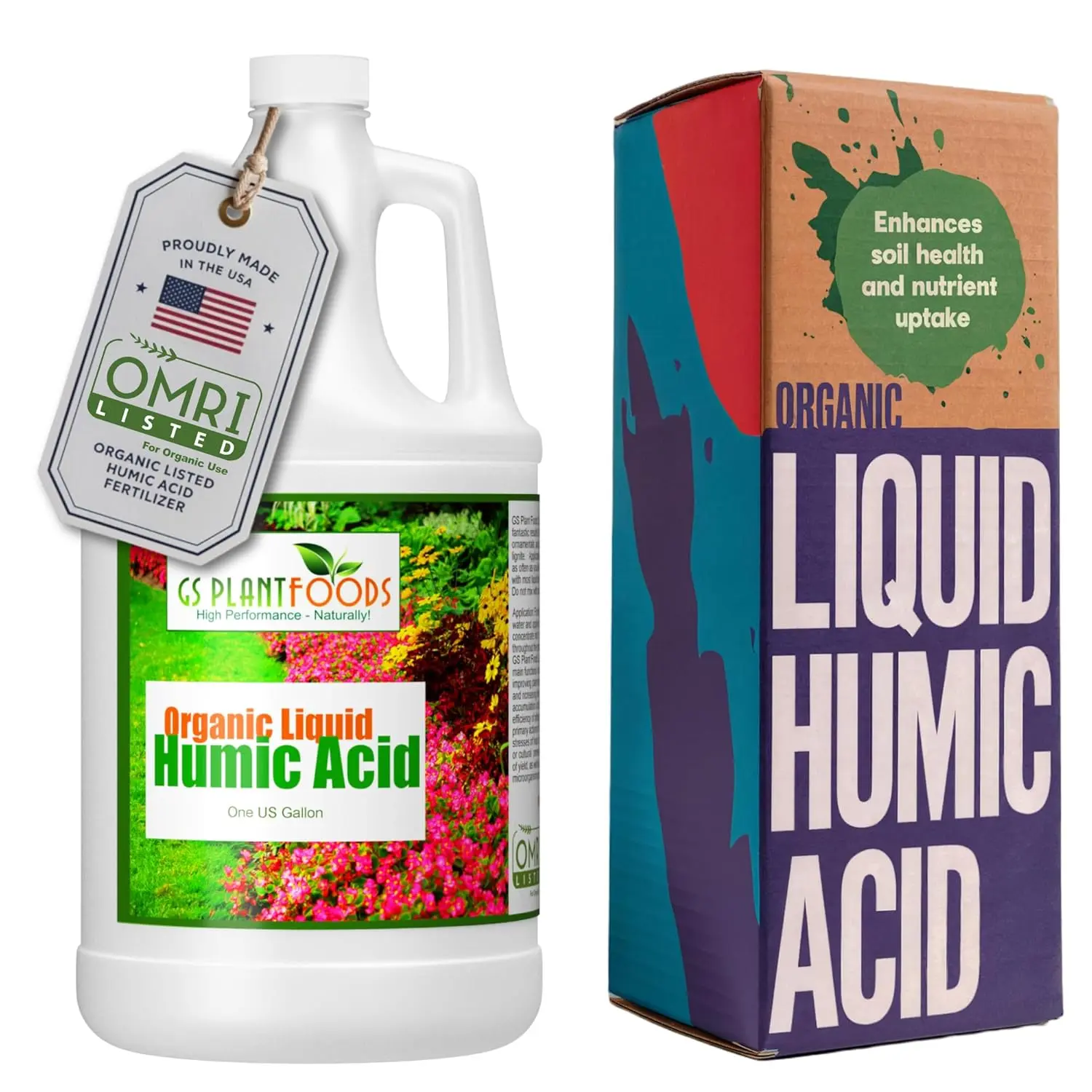 GS Plant Foods Organic Liquid Humic Acid with Fulvic - Concentrate Fertilizer for Enhanced Nutrient Uptake and Soil Conditioning - 1 Gallon