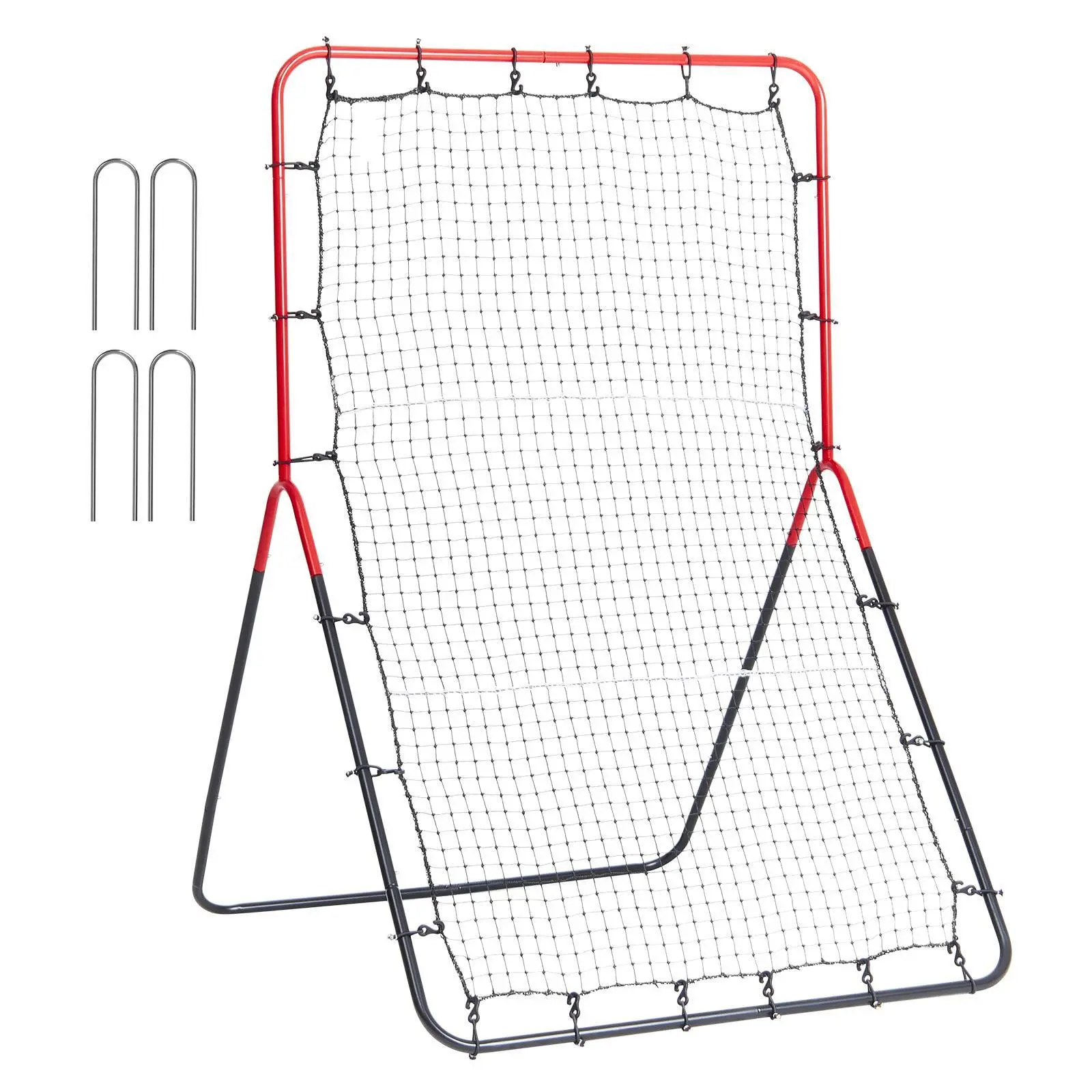 【summerfinds】VEVOR 3x4.5ft Steel Frame Baseball Softball Rebounder Net, 3-Way Combination Net with Bounce Zones, PitchBack Pitching Nest & Fielding Trainer for Throwing/Fielding Training