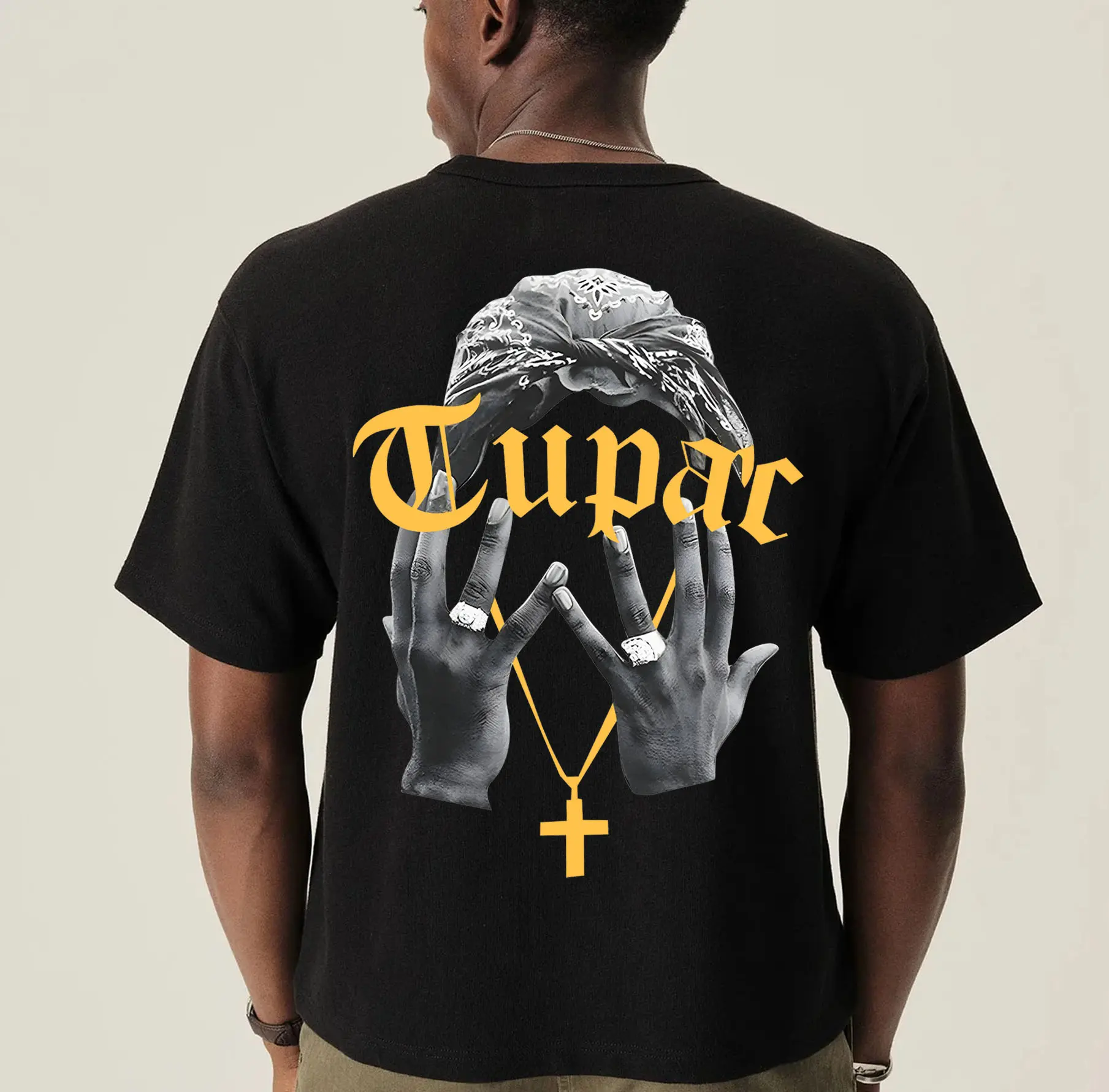 2Pac Unisex T-shirt, Streetwear Graphic Back Print Tee in Soft 100% Cotton Fabric with Long-Lasting Digital Print, Tshirt, Round Neck, Fitted Cut, Casual, Classic, Tops, Shortsleeve, Menswear, Graphic Print, Long-Lasting Ink