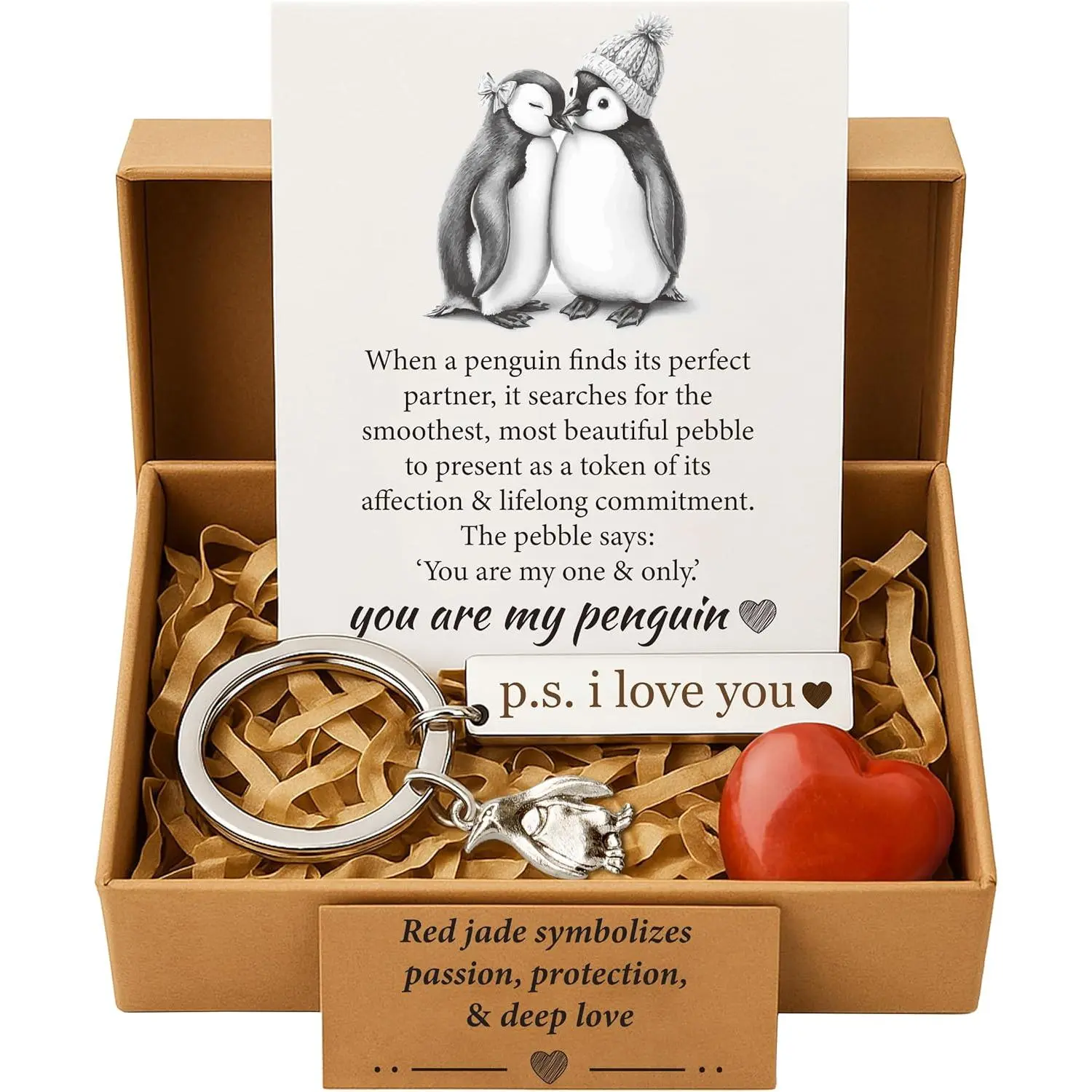 Valentine's Day Penguin Gift Box Set - Romantic I Love You Presents for Him or Her, Girlfriend, Boyfriend, Fiancee, Wife, Husband - Anniversary, Birthday, Engagement & Easter Basket Stuffer