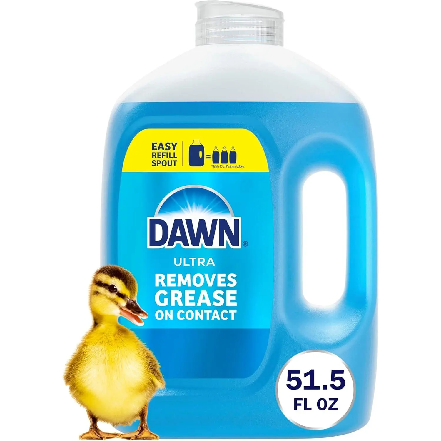 Dawn Ultra Dish Soap Refill Jug, Large Size Original Blue Liquid Dishwashing Detergent, Powerful Dish Soap for Grease, 51.5 oz