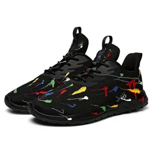 Soulsfeng Unique Hand Spray Design Running Shoes, Lightweight Fashion Stylish Non Slip Workout Casual Sport Shoes, Unisex Gym Training Comfortable Walking Shoes