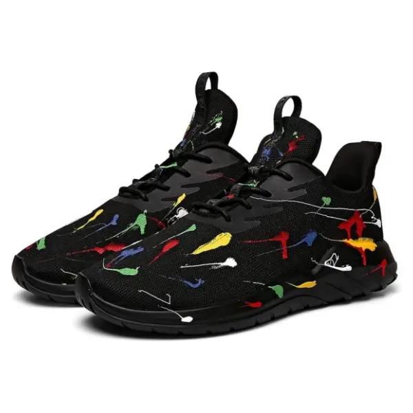 Soulsfeng Unique Hand Spray Design Running Shoes, Lightweight Fashion Stylish Non Slip Workout Casual Sport Shoes, Unisex Gym Training Comfortable Walking Shoes