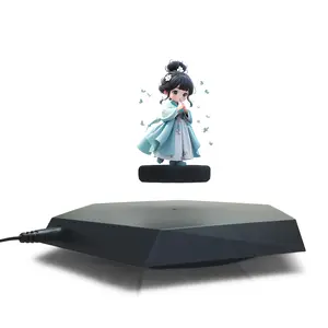 Levitating Display Stand Magnetic Floating with 360 Degree Rotating Feature for Toys Figures Miniatures Black Futuristic Home Office Decor Gift