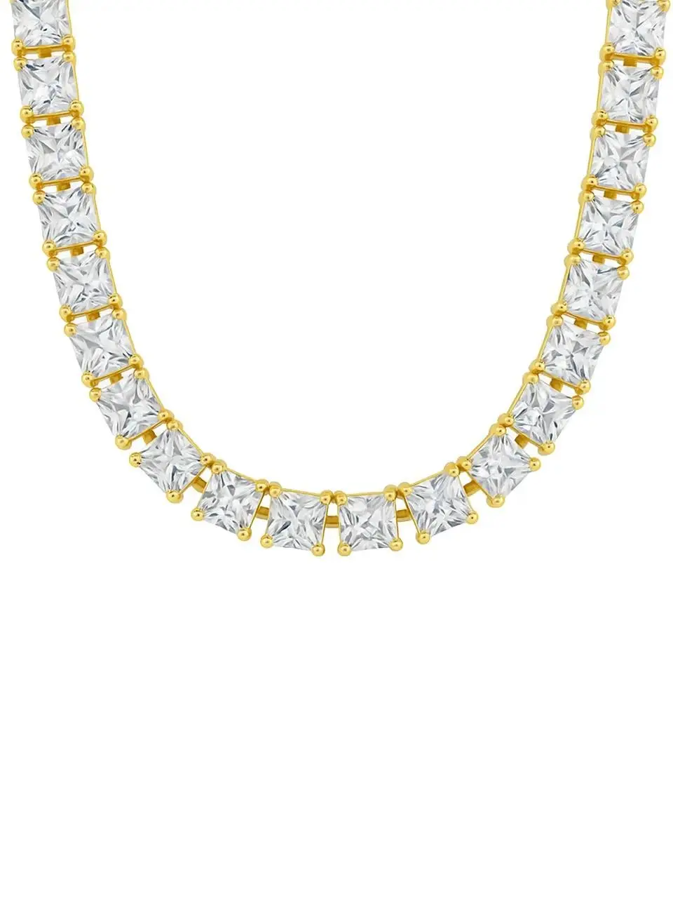 Marisol Princess Cut CZ Tennis Necklace - 925 Sterling Silver Gold Statement Necklace, Women's Fine Jewelry Decorative Piece with Sterling Forever Max Shine