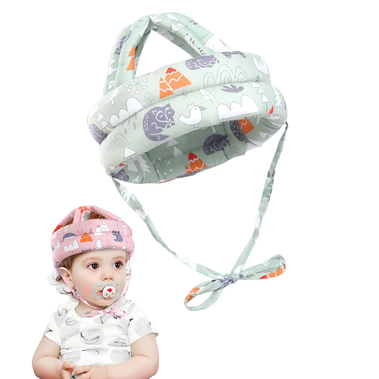 Baby Safety Helmet Set - Adjustable Sponge Cushion Head Protector for Crawling, Walking Infants