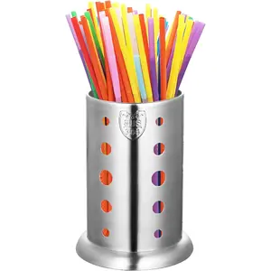 304 Stainless Steel Straw Holder, Counter-top Straw Dispenser, Kitchen Organizer for Utensils, Cutlery, Gadgets, Spoons Forks Chopsticks Storage