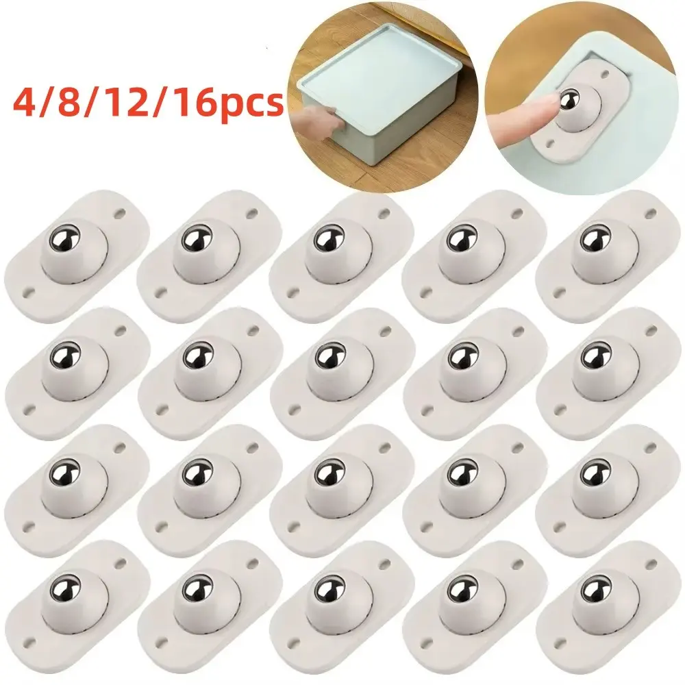 Self-Adhesive Roller Wheels, Mini Swivel Casters, Stainless Steel Adhesive Universal Wheels, 360 Degree Rotating Sticky Axles, Furniture Moving Wheel, Storage Wheels, Home