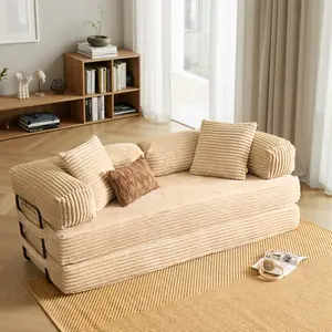 XIZZI 81" Length Cloud Floor Sofa Bed High-Quality Convertible Comfy Corduroy Fabric Premium Sponge Padding Multi Functional Floor Sofa & Mattress for Living Room Upholstered Futon Couch No Assembly Required