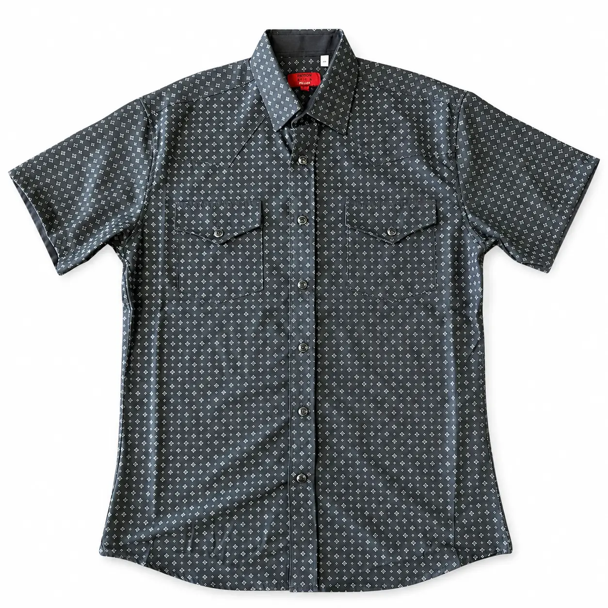 Patroncito Mens Black Western Short-sleeve Shirt