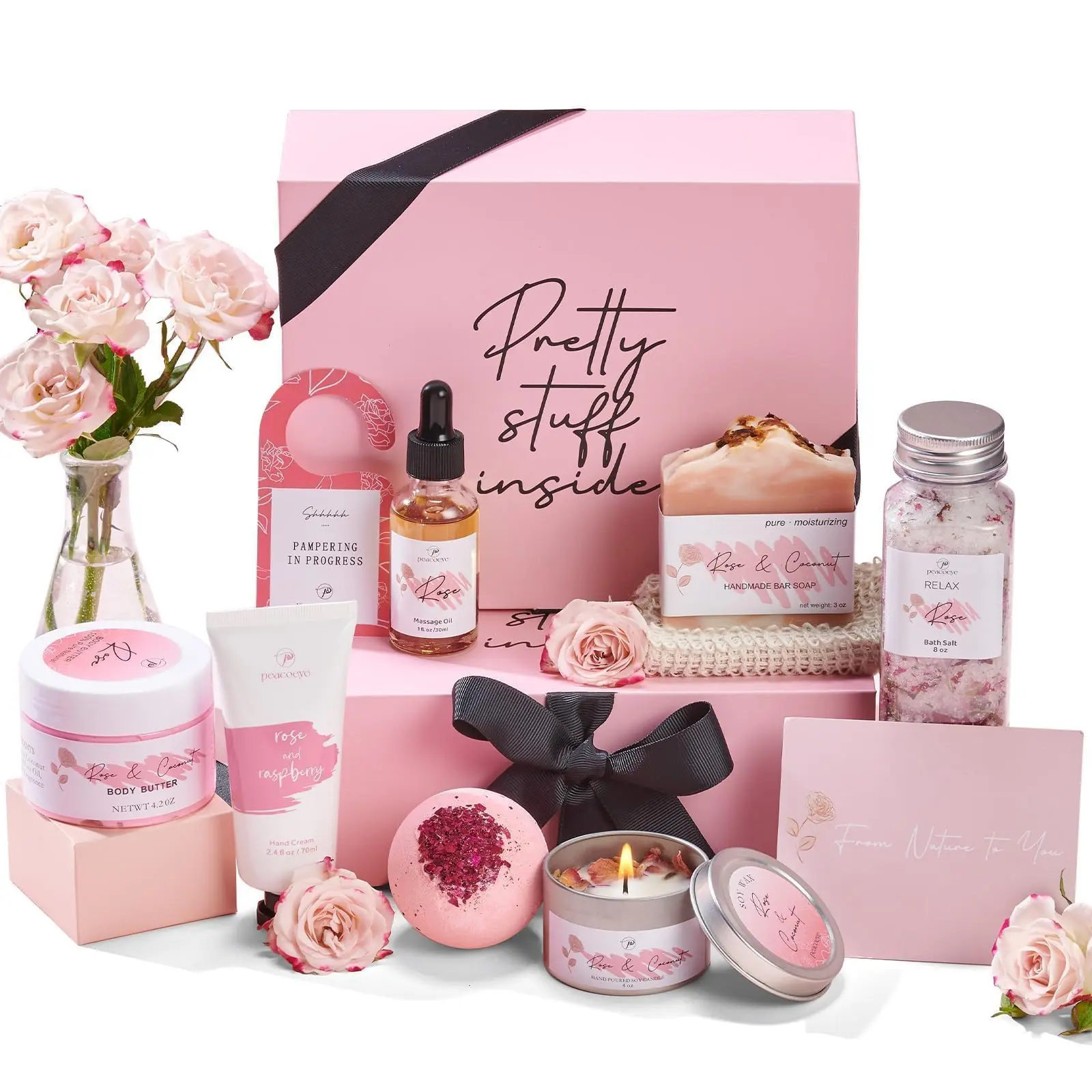 Gifts for Women Bath Gift Baskets Relaxing Spa Self Care Gift for Mom Her Sister Wife Auntie Home Bath Care Package Thank You Gift Birthday Gift for Women Friendship Ideas Body Wash Set Skin Repair gifts for girl