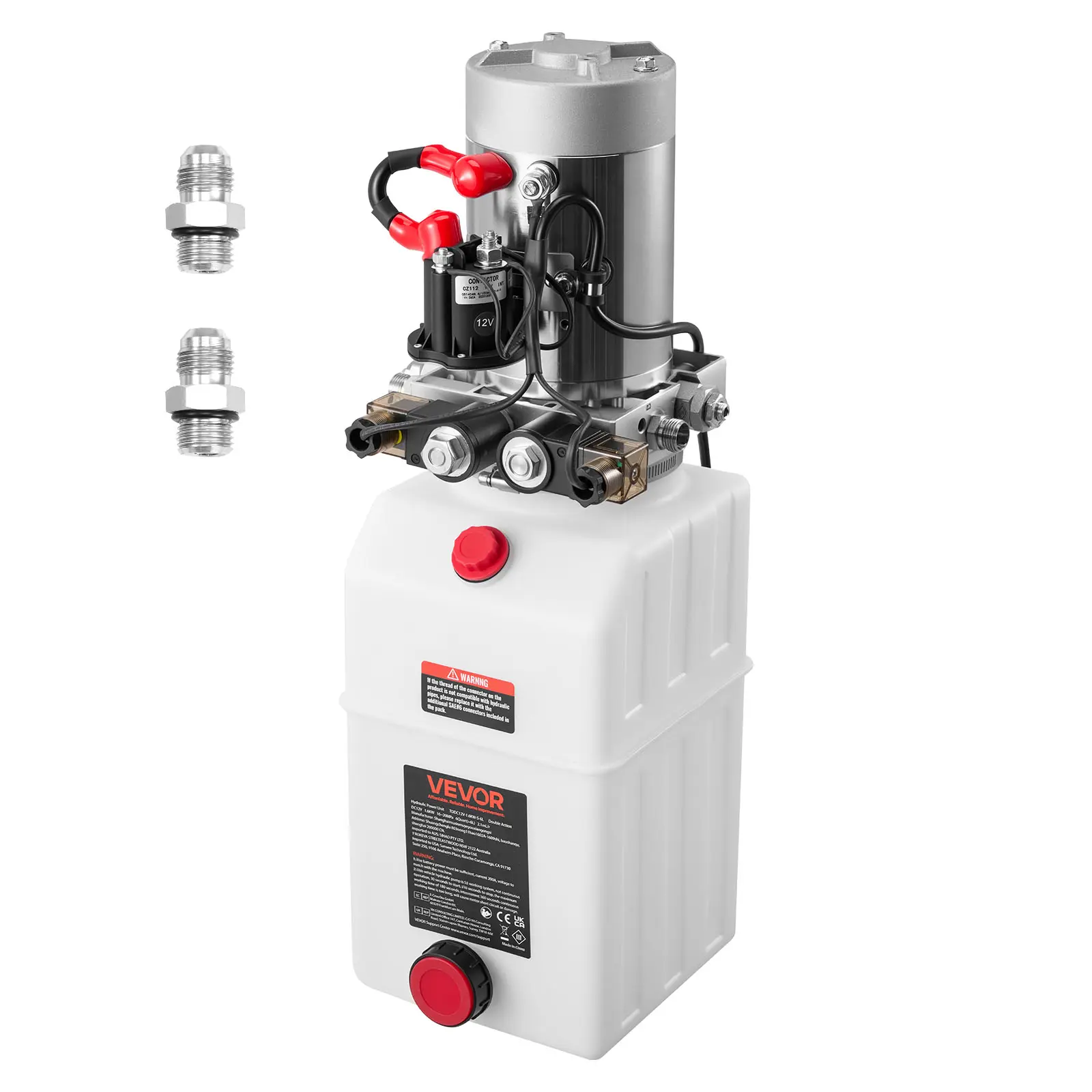 【Summerfinds】VEVOR 6 Quart Hydraulic Power Unit,Double Acting Dump Trailer Pump3200 PSI Max Relief Pressure & 0.91 GPM Flow RateDC 12V Hydraulic Pump with Metal Reservoir for Dump Trailer Car Lifting