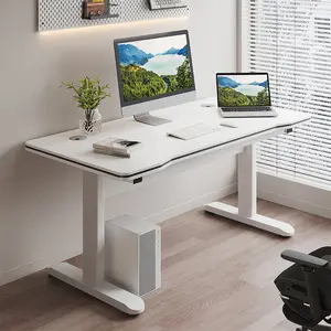 【Spring Glow Up】Gaming Desk Computer Writing Table for Home Office Student Art Modern Simple Style with T-Shaped Metal Bracket PC Wood Suitable for Offices&Bedrooms