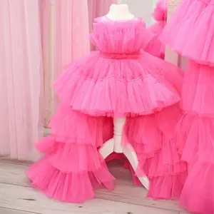 5353 Girls long tail princess party dress elegant wedding pageant ball dress girls sweet evening dress children girls princess dress party tulle costume purple dress summer girls purple dress ballet skirt birthday party children girls dress