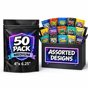 50 Pack Medium (4" x 6.25") Assorted Decorative Storage Organizer Pouches – Resealable Packaging Bags