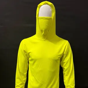 Hoodie face mask long sleeve T-Shirt 100% polyester material fits to size quick dry good for UV sun protection comes with facemask