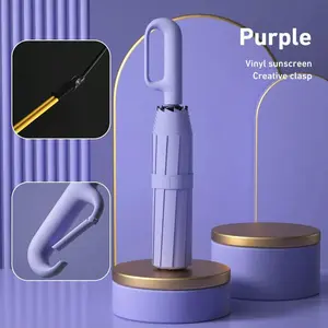 Green Foldable Rainproof Automatic Umbrella, 1 Count Compact Ring Buckle Windproof Reinforced Umbrella, Durable Innovative Sun-Protection Folding Umbrella for Women, Pocket Umbrella, Wind-Resistant Umbrella, UV Umbrella, Suitable for Rainy Days Outdoors