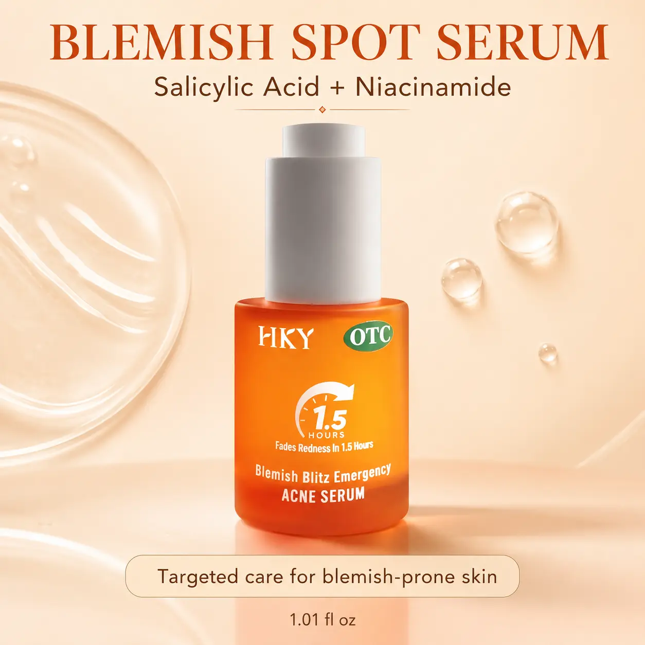 Azelaic Acid + Salicylic Acid + Sulfur + Niacinamide, HKY 24H Overnight Acne Drying Lotion Spot Treatment. Rapid Pimple Clearing, Anti-Inflammatory Redness Relief for Cystic Breakouts & Sensitive Skin.