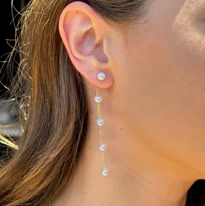 Long Pearl Drop Earrings – Freshwater Pearl Dangle Earrings – Bridal Jewelry