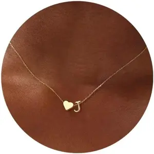 Valentine’s Day Gifts for Her, Real Heart Initial A–Z Necklace, Dainty Heart Necklaces, Tiny Gold Initial Necklaces, Birthday Valentine’s Day Gifts for Girls and Women