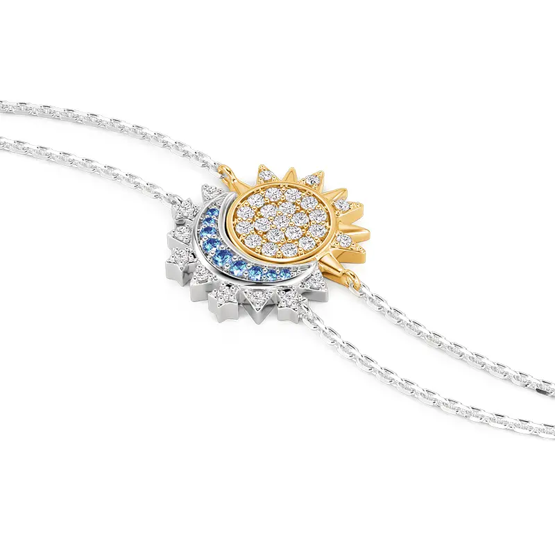 Jeulia Sun and Moon Stacked Bracelets Couple Gift