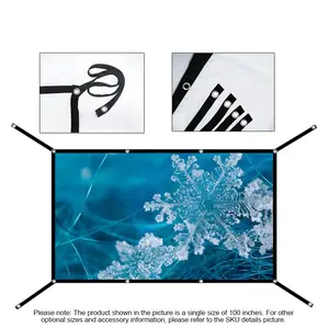 Extended Projection Screen (60/72/84/100/120/150 Inches), High-Density Foldable Washable Wall-Mounted Home Cinema Projector Curtain