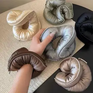 Women Satin Hair Scrunchies 5/7Pcs Solid Color Soft Hair Ties, No Crease Cotton Sponge Ponytail Holders, Gentle Sleep Safe Curling Bands For Daily Sports Outdoor Daily Hairstyle Use