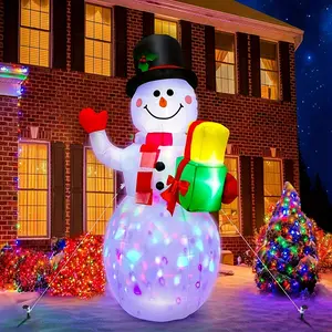 New 5ft Giant Snowman Christmas Inflatable - Rotating LED Lights Outdoor Yard Decoration Durable Weather-Resistant 110V US Plug Easy Setup Festive Holiday Decor Waterproof Cloth