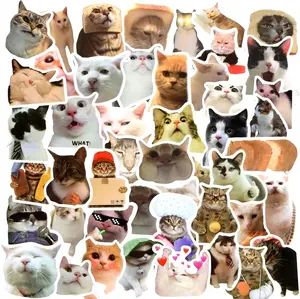 Funny Cat Decals Stickers, 50 Pcs Kawaii Cat Stickers Waterproof Water Bottle Stickers Vinyl Aesthetic Kitten Stickers Aesthetic Decals for Cat Lovers Scrapbook Laptop Phone