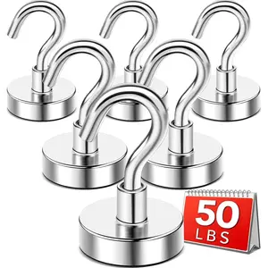 Swiilpo Magnetic Hooks, 50lbs Heavy Duty N52 Rare Earth Magnets with Hook 2025 Cruise Cabin Ship for Fridge Hanging Classroom Beach Vacation Kitchen Grills Home Must HaveQuesear