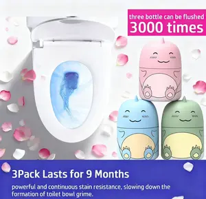 Krazy Clean Automatic Toilet Cleaner Dinosaur-Shaped Tank Freshener with Pull-String Design Long-Lasting Odor & Germ Control for Restrooms 3Pack Lasts for 9 Months