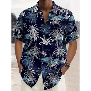Tired of boring summer tops?This navy coconut tree printed shirt instantly upgrades your look!Lightweight & breathable, great for date night or beach days!#outfit of the day#summerstyle