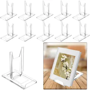 (10 Pack ) Book Stand for Display Adjustable Clear Display Holder Easel Collector Stand for  Office  to School Comic Album CD Magazine Postcard Artworks (4.2 x 4.3 x 2.35 Inch)