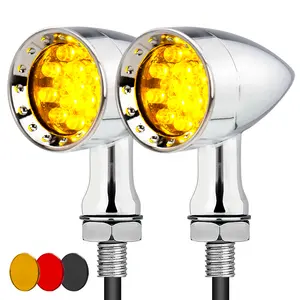 Motorcycle Turn Signals LED Bullet Front Rear Indicator Lights Universal Compatible for Harley Davidson Cruiser Iron Softail Street Bike Honda Shadow Yamaha Chopper Bobber Cafe Racer