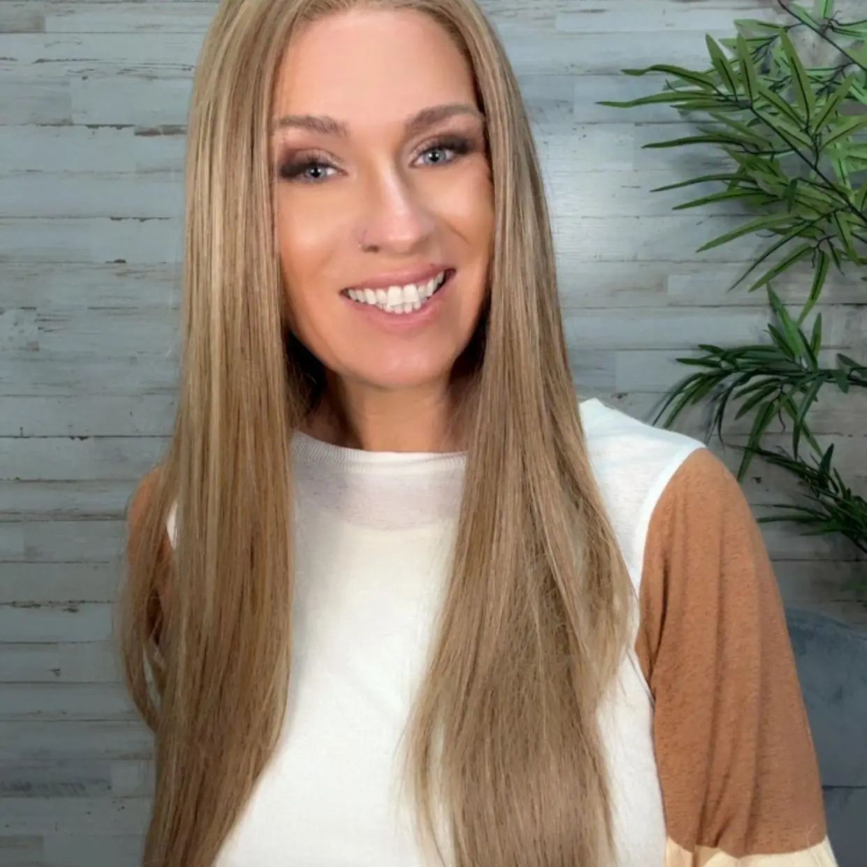 imstyle bubble tea blonde with straight hairstyle free part 13*4 lace front T0MM036-YP103(13×4)