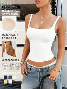 Women's Sporty Yoga Tank Top, Slim Fit Square Neck Strapless, High Stretch Comfortable, Gym Running Exercise Daily Wear, Sleeveless Gym Tops