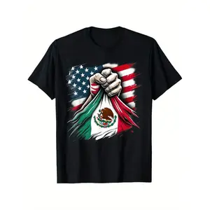 america mexico flag vintage mexican roots trendy casual men women funny t shirt gift for men women black -1