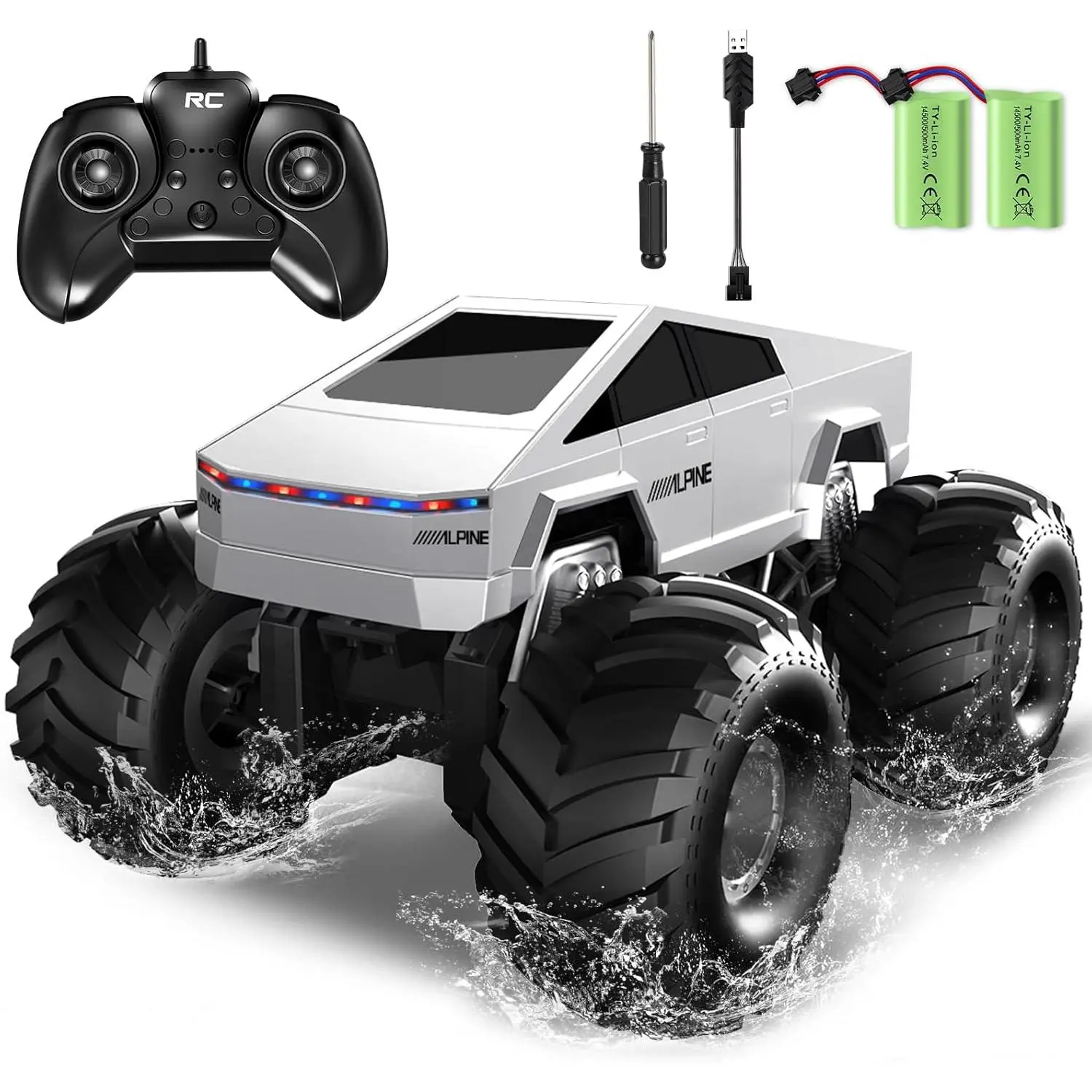 1:16 RC  2.4 GHZ Remote Control with LED Light and Loadspace, 4WD Terrain Waterproof Cybertruck Toys, Electric Vehicle Toys for Kids, Gifts for Kids, Boys and Girls child crab