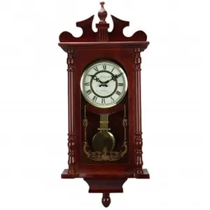 212 MAIN Bedford Line Redwood Oak 25 in. Wall Clock - Home Decor, with Pendulum, Chime Modes, Battery-Operated Function, Oak & Plastic Accents